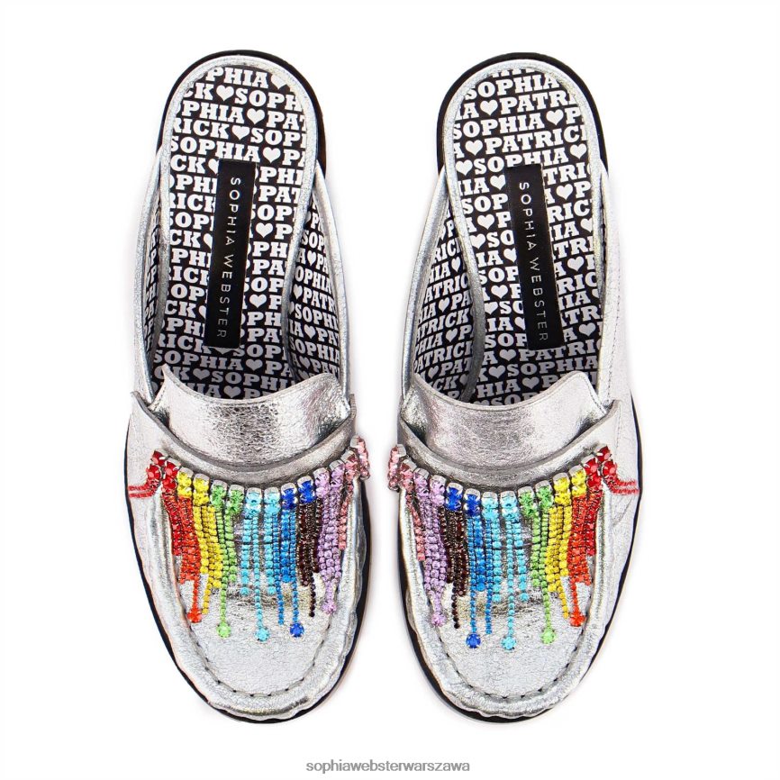 kultowe mule z kryształowymi frędzlami Sophia Webster P606NZ166 obuwie