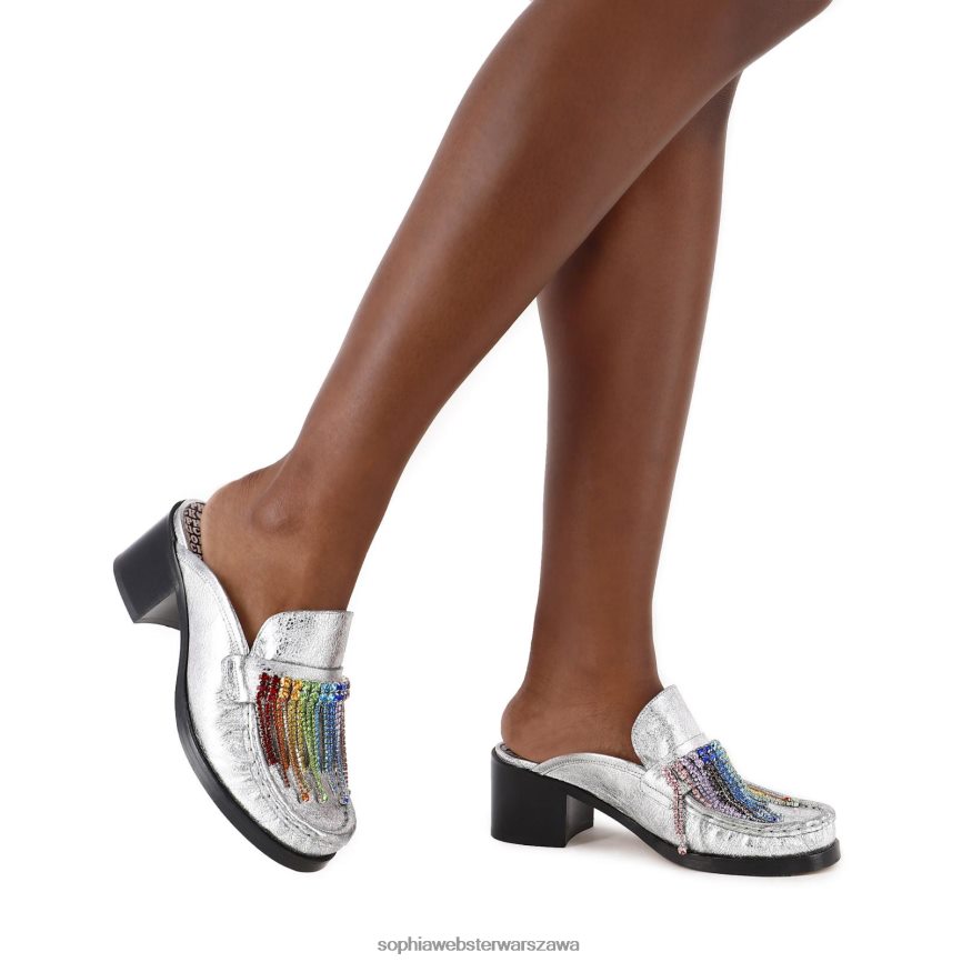 kultowe mule z kryształowymi frędzlami Sophia Webster P606NZ166 obuwie